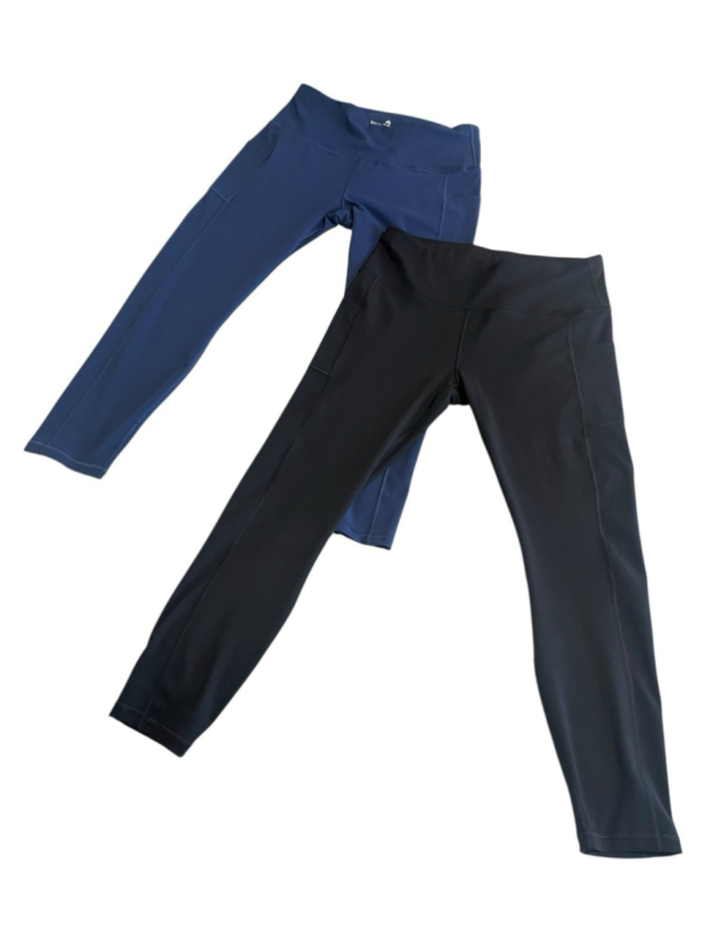 Fengbay Yoga Pants 2 Pack Womens XL Blue Black High Waist Pocket Tummy Control